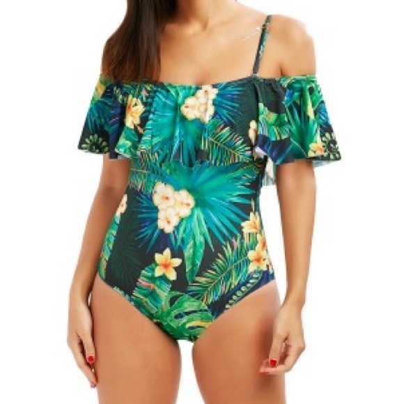 NEW Tropical Off Shoulder Suit Large - Picture 2 of 4
